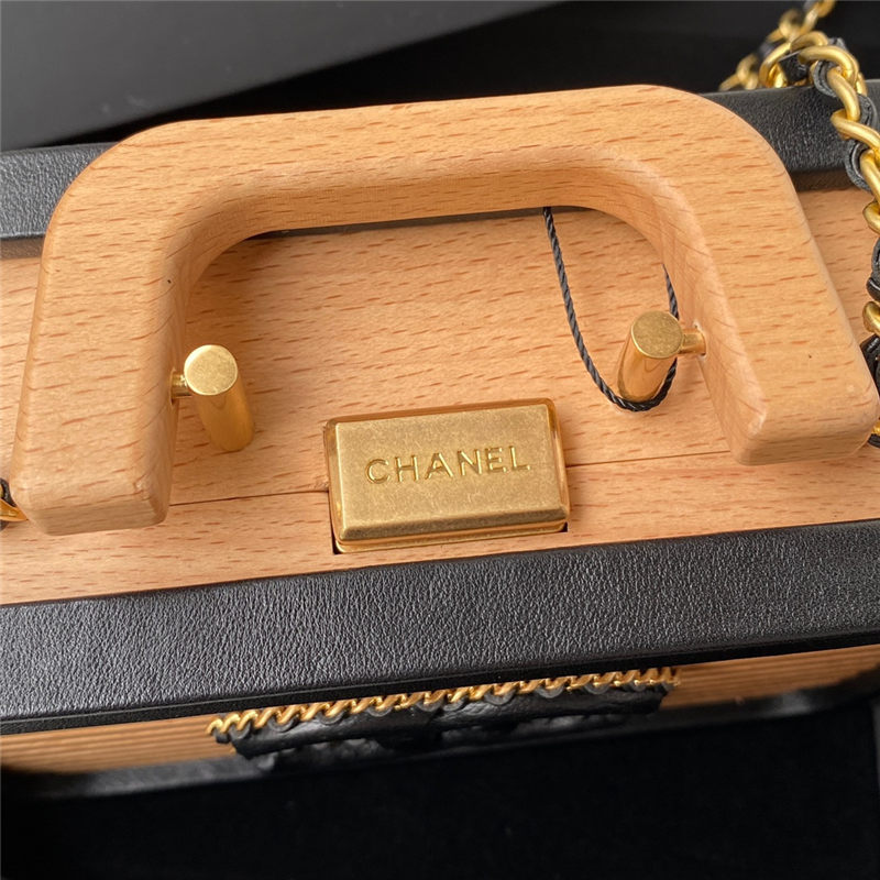 SMALL VANITY CASE AS2926 Beech Wood, Calfskin & Gold-Tone Metal High