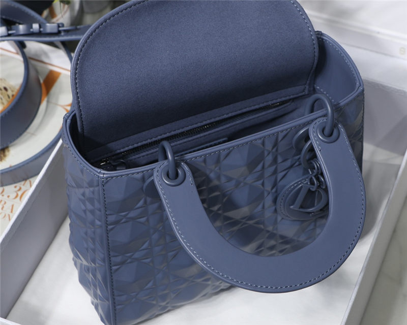 SMALL LADY Dior MY ABCDior BAGCannage Calfskin with Diamond Motif Denim Blue High