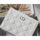 Dior CARO ZIPPED POUCH WITH CHAIN Supple Cannage Calfskin White High