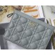 Dior CARO ZIPPED POUCH WITH CHAIN Supple Cannage Calfskin Grey High