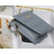 Dior CARO ZIPPED POUCH WITH CHAIN Supple Cannage Calfskin Grey Blue High