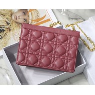 Dior CARO ZIPPED POUCH WITH CHAIN Supple Cannage Calfskin Fuchsia High