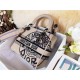 MEDIUM LADY D-LITE BAG Jute Canvas Embroidered with Dior Union Motif High