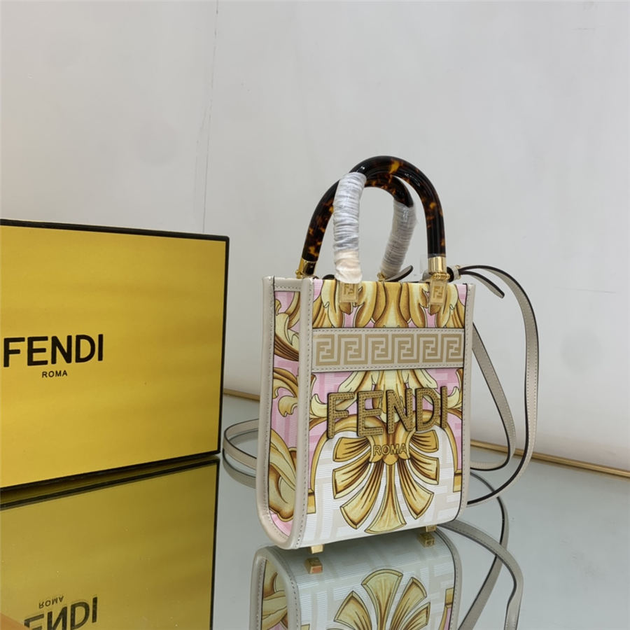 MINI SUNSHINE SHOPPER Fendace Printed leather Mini-bag High