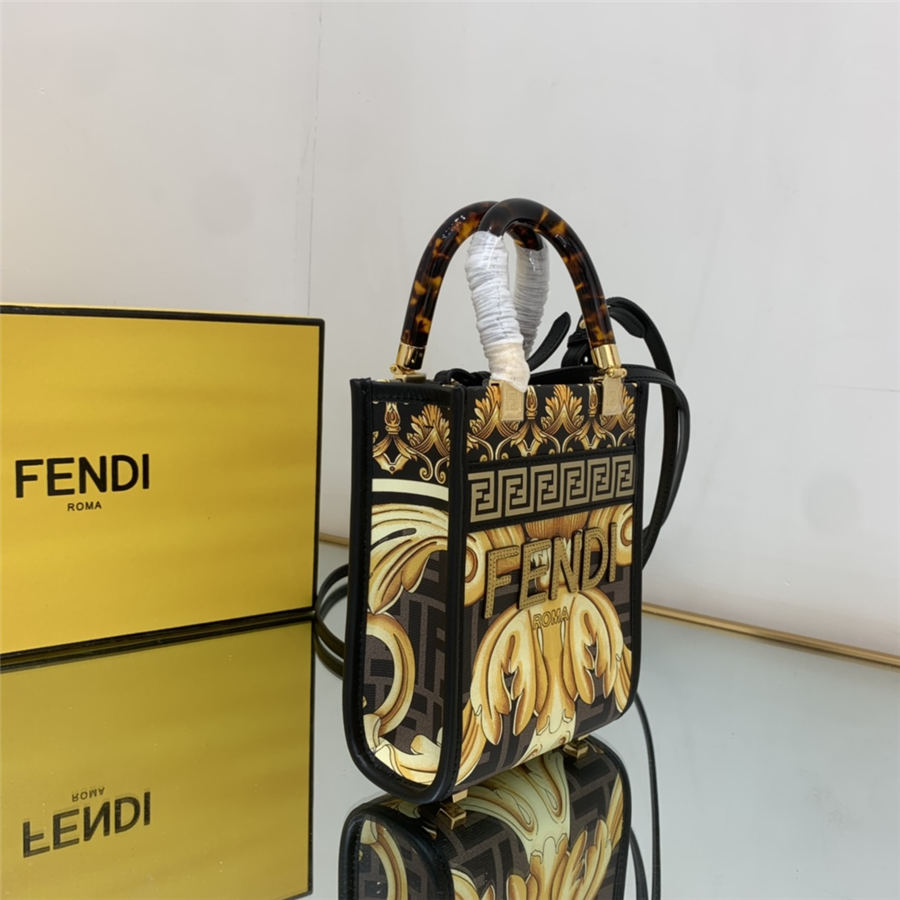 MINI SUNSHINE SHOPPER Fendace Printed leather Mini-bag High