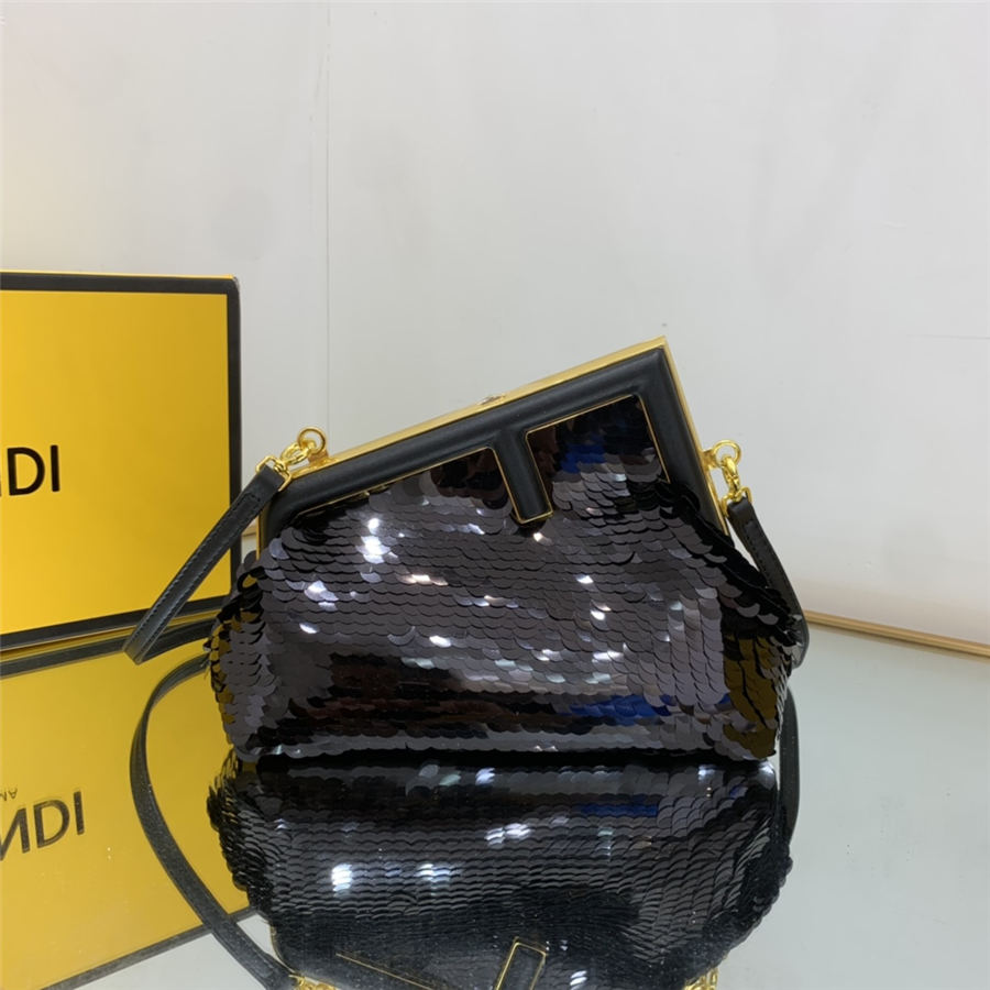 Fendi First Small Leather and sequinned bag High