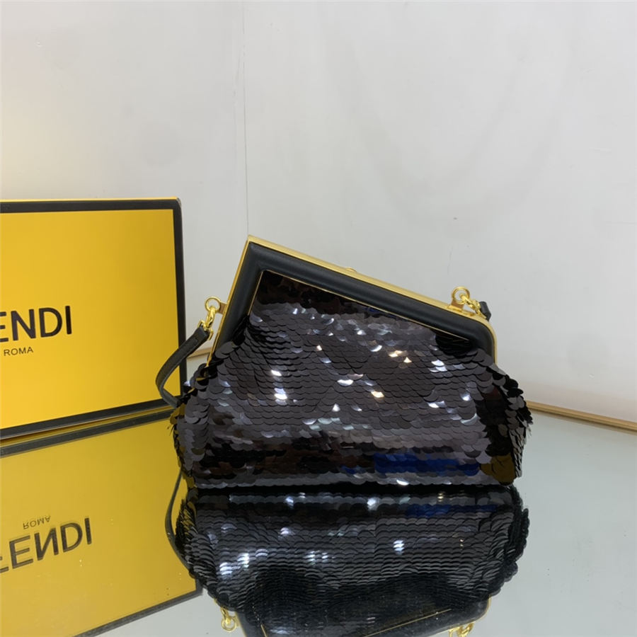 Fendi First Small Leather and sequinned bag High