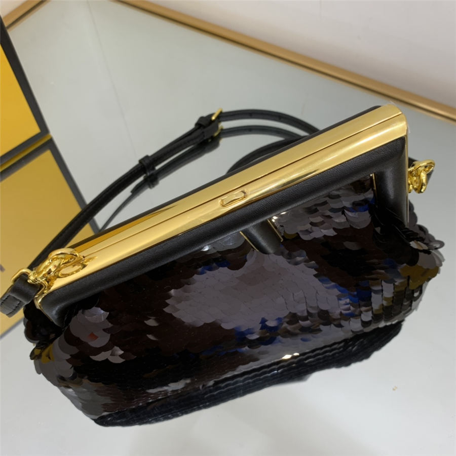 Fendi First Small Leather and sequinned bag High