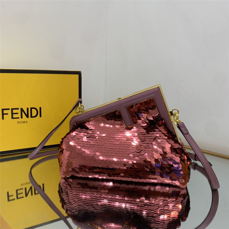 Fendi First Small Leather and sequinned bag High