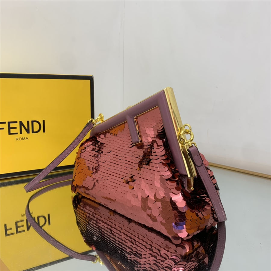 Fendi First Small Leather and sequinned bag High