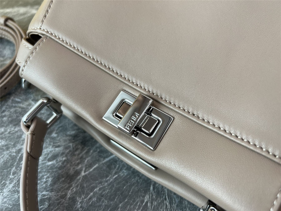 PEEKABOO ICONIC MINI leather bag Lambskin Beige Silver Metal High