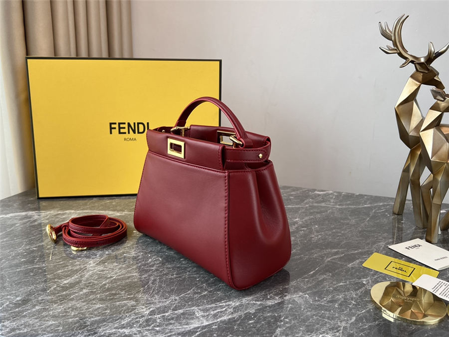 PEEKABOO ICONIC MINI leather bag Lambskin Burgundy High