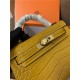 Hermes Kelly Mini II Bag Embossed Crocodile Leather WAX Silver/Gold Metal High