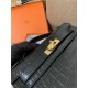 Hermes Kelly Pochette Bag Crocodile Silver/Gold Metal WAX Black High