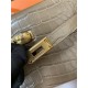 Hermes Kelly Pochette Bag Crocodile Silver/Gold Metal WAX High