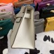 Hermes Kelly Pochette Bag Swift Leather Silver/Gold Metal WAX High