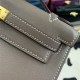 Hermes Kelly Pochette Bag Swift Leather Silver/Gold Metal WAX High