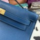 Hermes Kelly Pochette Bag Swift Leather Silver/Gold Metal WAX High