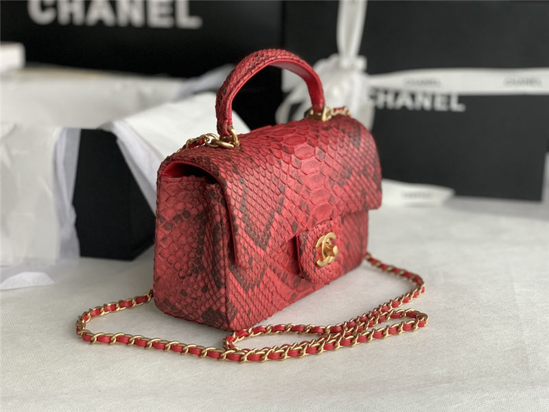 MINI FLAP BAG WITH TOP HANDLE AS2431 Snake Red High