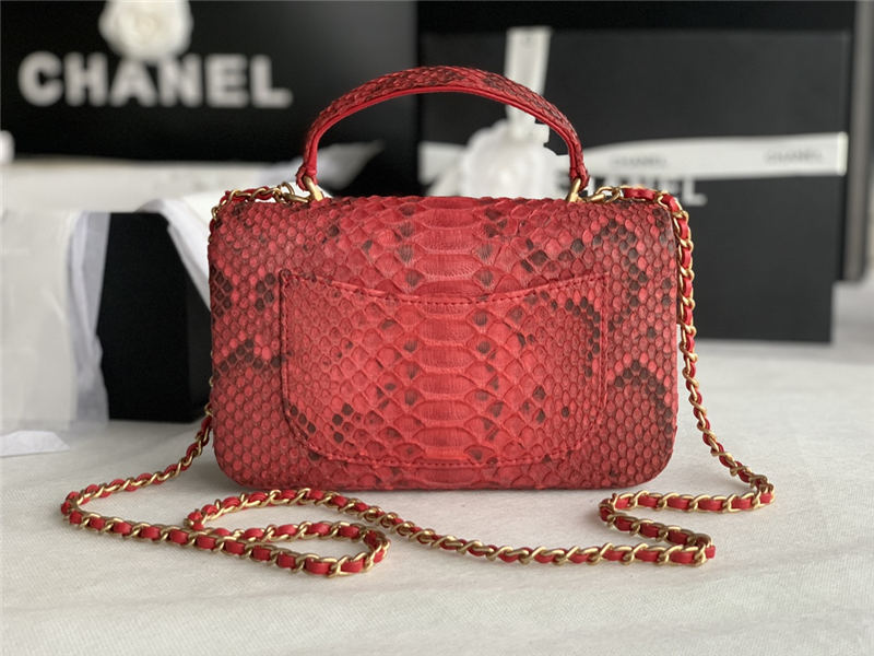 MINI FLAP BAG WITH TOP HANDLE AS2431 Snake Red High