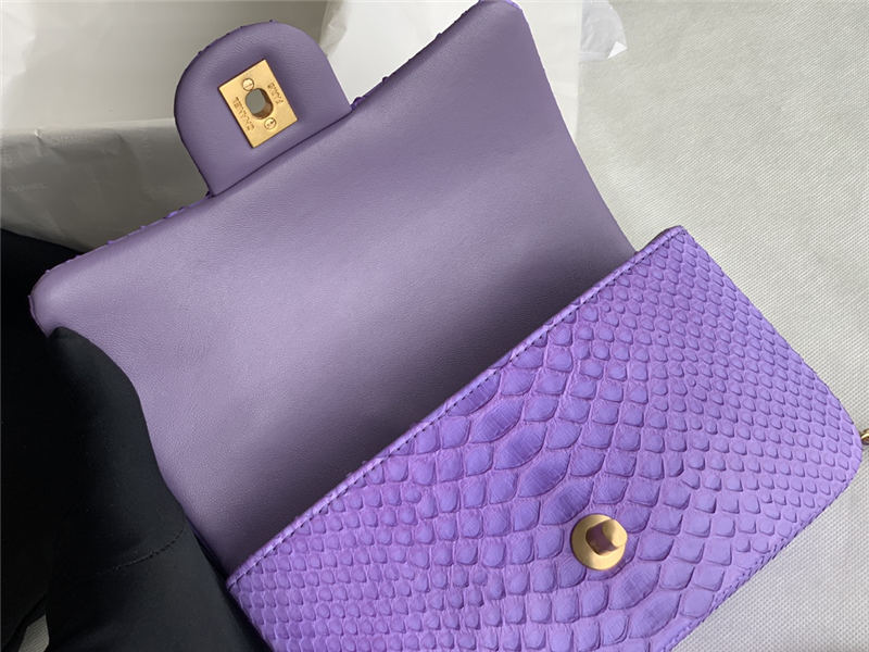 MINI FLAP BAG WITH TOP HANDLE AS2431 Snake Purpel High