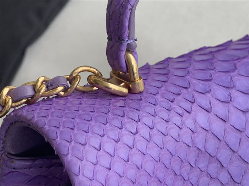 MINI FLAP BAG WITH TOP HANDLE AS2431 Snake Purpel High