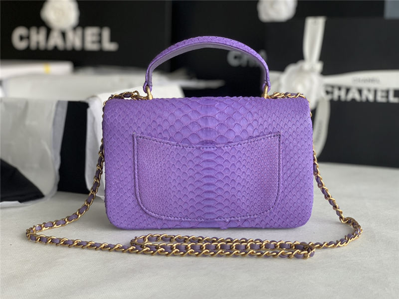 MINI FLAP BAG WITH TOP HANDLE AS2431 Snake Purpel High