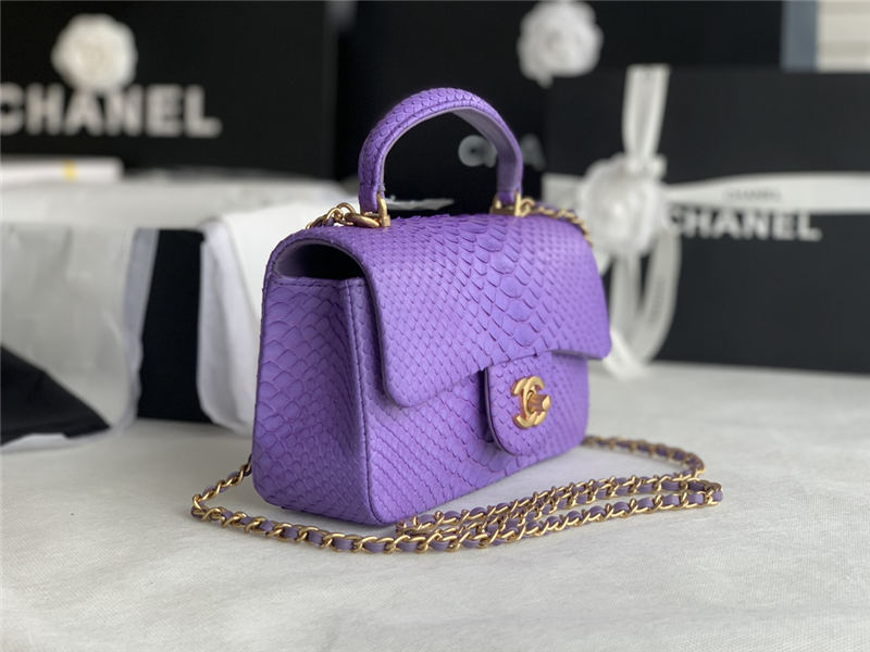 MINI FLAP BAG WITH TOP HANDLE AS2431 Snake Purpel High