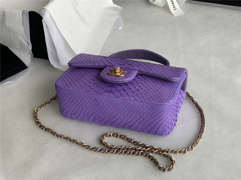 MINI FLAP BAG WITH TOP HANDLE AS2431 Snake Purpel High