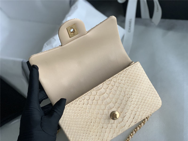 MINI FLAP BAG WITH TOP HANDLE AS2431 Snake Beige High