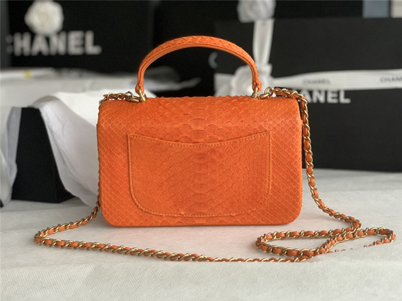 MINI FLAP BAG WITH TOP HANDLE AS2431 Snake Orange High