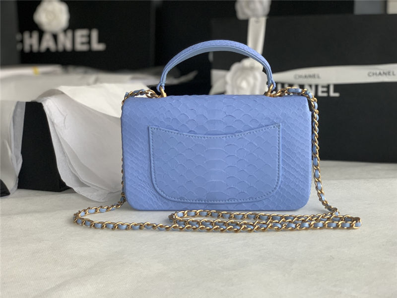 MINI FLAP BAG WITH TOP HANDLE AS2431 Snake Blue High