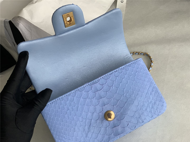 MINI FLAP BAG WITH TOP HANDLE AS2431 Snake Blue High