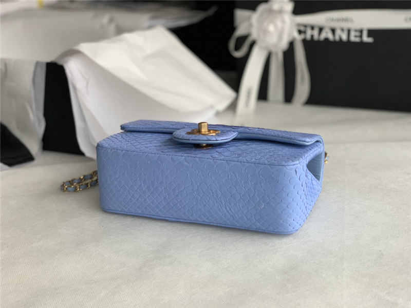 MINI FLAP BAG WITH TOP HANDLE AS2431 Snake Blue High