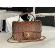 MINI FLAP BAG WITH TOP HANDLE AS2431 Snake Brown High