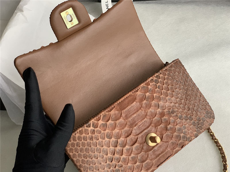 MINI FLAP BAG WITH TOP HANDLE AS2431 Snake Brown High