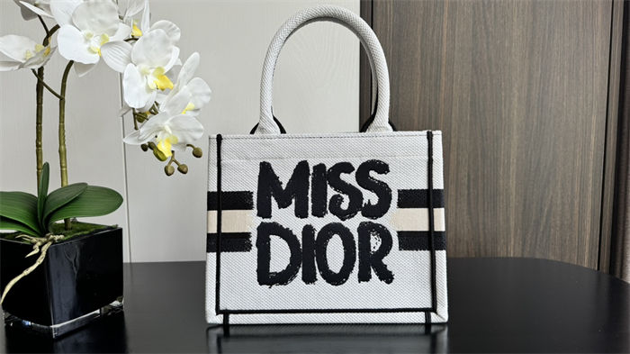 SMALL Dior BOOK TOTE Miss Dior Graffiti Embroidery High