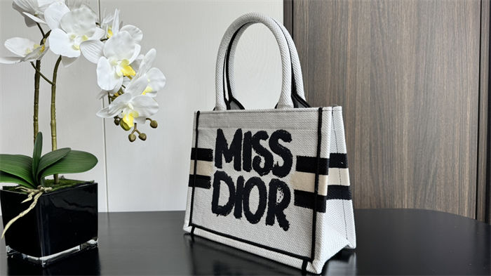 SMALL Dior BOOK TOTE Miss Dior Graffiti Embroidery High