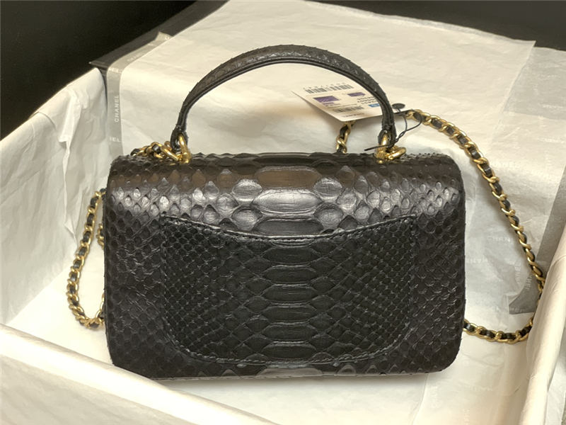 MINI FLAP BAG WITH TOP HANDLE AS2431 Snake Black High