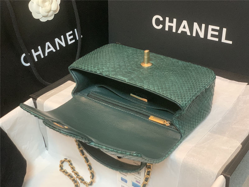 MINI FLAP BAG WITH TOP HANDLE AS2431 Snake Green High