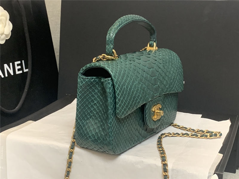 MINI FLAP BAG WITH TOP HANDLE AS2431 Snake Green High