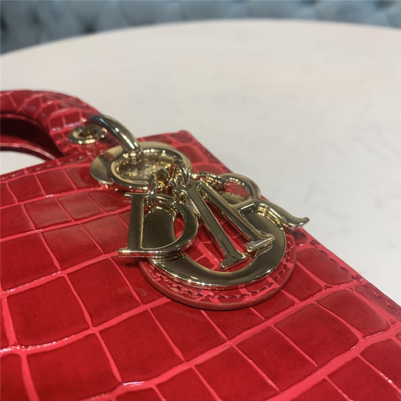 MINI LADY Dior BAG Cannage Crocodile Gold-tone Metal High