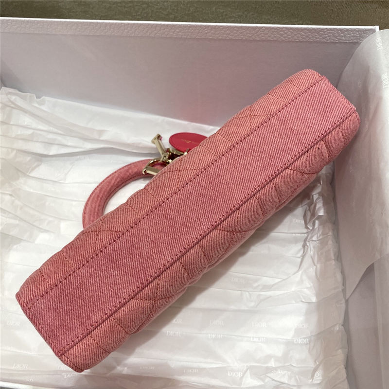 LADY D-JOY BAG MEDIUM Cannage Cannage Denim Pink High