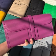 Hermes Jige Elan 29 Clutch Bag Epsom Leather WAX Purple High