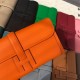 Hermes Jige Elan 29 Clutch Bag Epsom Leather WAX Orange High