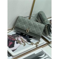 MISS DIOR MINI BAG Patent Calfskin Grey High