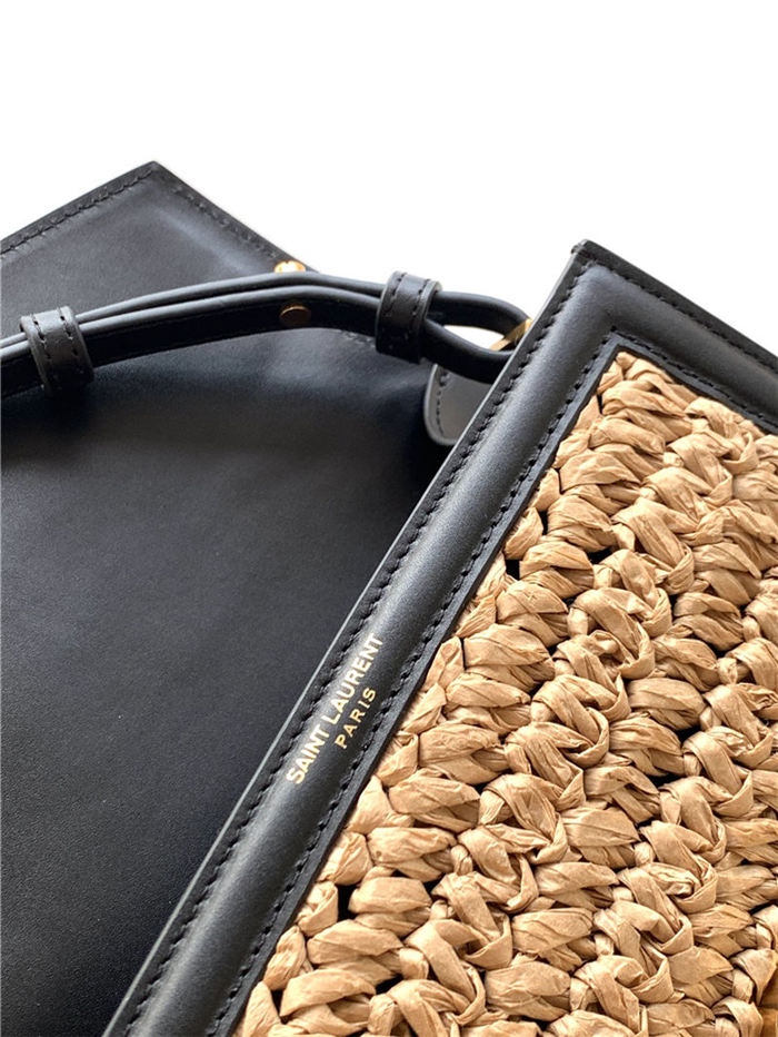 CASSANDRA MINI TOP HANDLE BAG IN RAFFIA AND LEATHER High