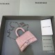 HOURGLASS MINI HANDBAG WITH CHAIN CROCODILE EMBOSSED Pink High