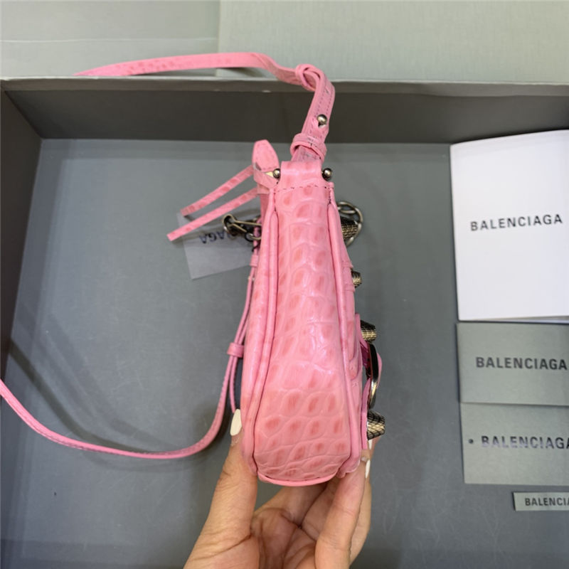 LE CAGOLE MINI PURSE WITH CHAIN Crocodile Pink High