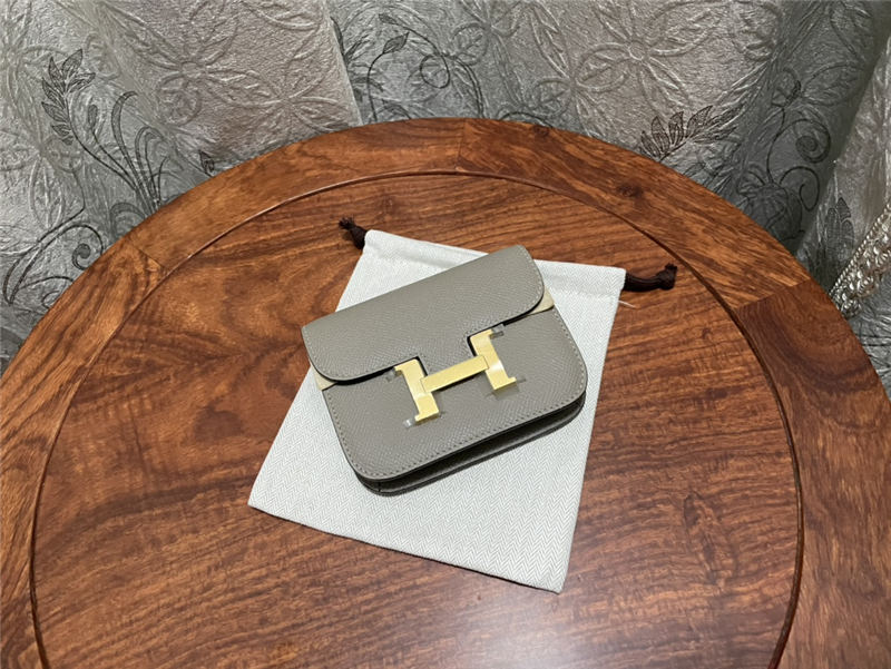 Hermes Constance Slim Wallet Leather Gold Metal WAX High